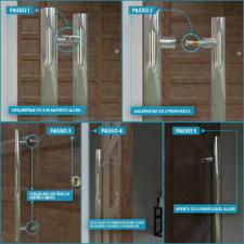 Puxador A�o Inox 304 45cm (30cm entre furos) Tubular Redondo Porta Vidro Madeira Port�o