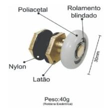 Kit c/ 2 Roldanas Exc�ntricas (Com Rolamento) Tec Vidro 8mm 2125R8TVR Porta Box