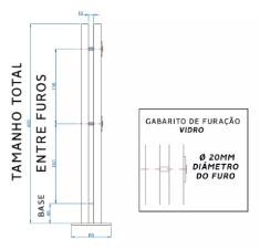 Torre Coluna Pin�a Inox 304 40cm Base Quadrada Guarda Corpo