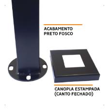 Torre Coluna Pin�a Inox 304 40cm Preta Base Quadrada Guarda Corpo