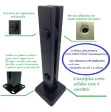 Torre Coluna Pin�a Inox 304 40cm Preta Base Quadrada Guarda Corpo