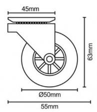 Rodizio Transparente Com Freio 50mm