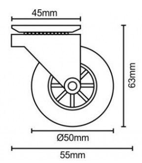 Rodizio Transparente Com Freio 50mm