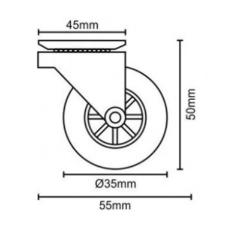 Rodizio Transparente Com Freio 35mm