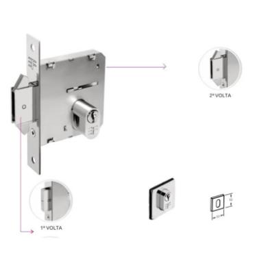 Fechadura Roseta Quadrada Zamac Externa Antique - 3F