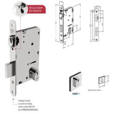 Fechadura Residencial Trinco Rolete Roseta Quadrada Cromada - 3F
