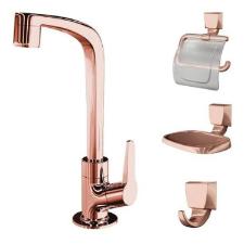Kit Acess�rio Banheiro e Torneira ABS Lorenzetti Rose Gold