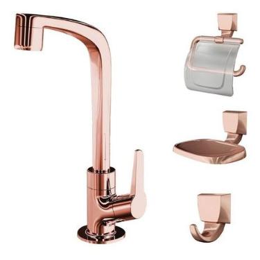 Kit Acess�rio Banheiro e Torneira ABS Lorenzetti Rose Gold