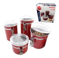 Jogo Potes Herm�tico Inox P/ Mantimentos 4 P�s Dolce Home