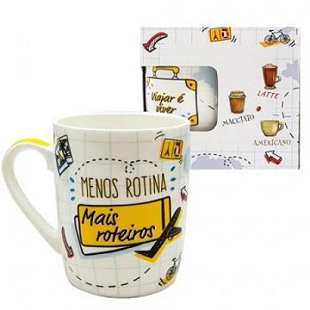 Caneca Porcelana Viagem 410ml Dolce Home