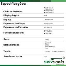 INVERSOR DE SOLDA MMA/TIG - DC FLAMA 161 BV- 110/220V