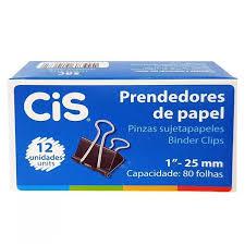 Prendedor De Papel Binder 25mm com 12 Unidades Cis