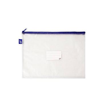 Pasta Z�per Flex�vel com Costura - Transparente AZUL 285x395mm Yes