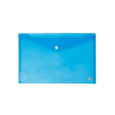 Pasta com Bot�o Horizontal Of�cio - Transparente AZUL