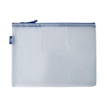 Pasta Z�per Flex�vel com Costura - Transparente AZUL 185x235mm Yes