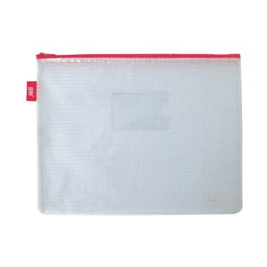 Pasta Z�per Flex�vel com Costura - Transparente Vermelho 185x235mm Yes