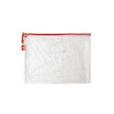 Pasta Z�per Flex�vel com Costura - Transparente Vermelho 285x395mm Yes