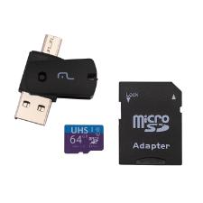Cart�o De Mem�ria Ultra High Adaptador Usb Dual Drive Sd 64gb Multilaser