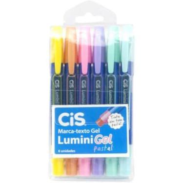Kit 6 Cores Marca-Texto CiS Lumini Gel Pastel