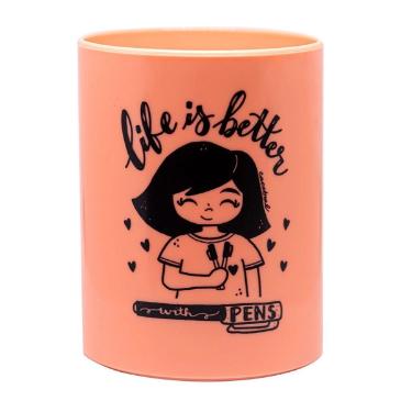 PORTA CANETA UP LARANJA PASTEL NEWPEN 08036