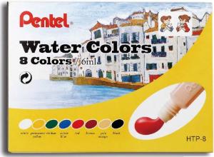 Tinta Aquarela Base D''AGUA c/8 Cores REF.HTP-8B PENTEL