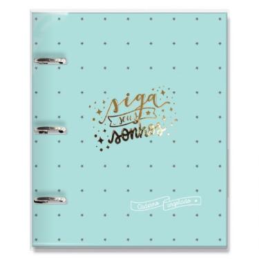 CADERNO ARGOLADO VERDE ESTRELAS FINA ID�IA