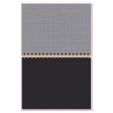 Caderno de Lettering Folhas Pretas Rosa Quadriculado Fina Ideia