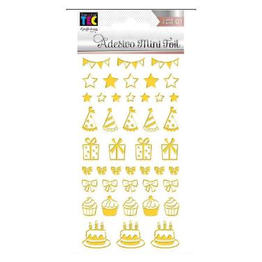 Adesivo Mini Foil Dourado Festa Toke e Crie