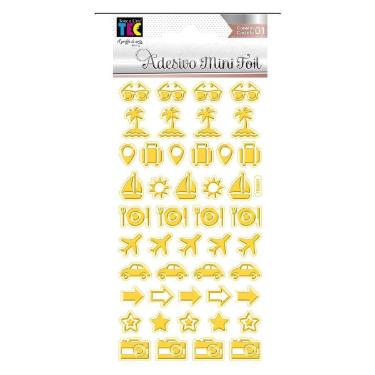 Adesivo Mini Foil Dourado Viagem Toke e Crie