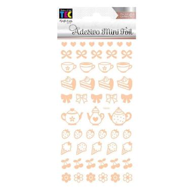 Adesivo Mini Foil Ros� Ch� e Frutas Toke e Crie
