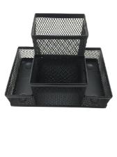 Organizador de Mesa Metal Aramado Preto Com 4 Divis�rias
