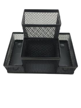Organizador de Mesa Metal Aramado Preto Com 4 Divis�rias