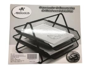 Organizador de Documentos Aramado Duplo Metal Preto