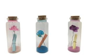 Enfeite Cart�o e Flor Em Vidro Caixa Com 12 Unidades Sortido