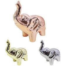 Enfeite Decorativo Elefante De Porcelana Metalizado