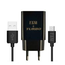 Kit Carregador Tomada Turbo + Cabo de Dados Micro USB/V8 FAM