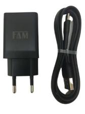 Kit Carregador Tomada Homologado 1 USB + Cabo de Dados Tipo C FAM