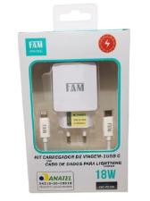Kit Carregador Tomada + Cabo de Dados Lightning FAM