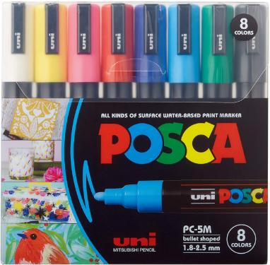 Caneta Uni Posca Pc-5m Estojo com 8 Cores