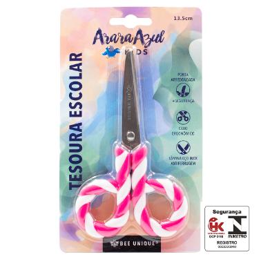 Tesoura Escolar Candy Rosa Inox Bee Unique DS-SO0018