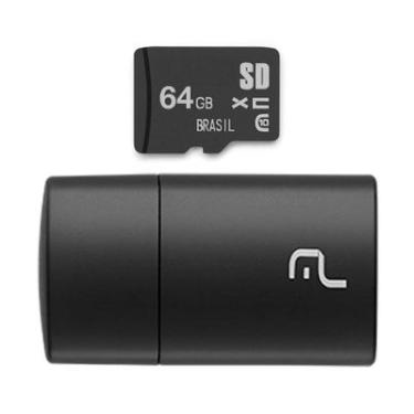 Pen Drive Leitor USB + Cart�o de Mem�ria 64GB Preto Multilaser