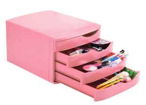 GAVETEIRO 4 GAVETAS ROSA PASTEL MAXCRIL
