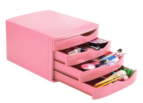 GAVETEIRO 4 GAVETAS ROSA PASTEL MAXCRIL