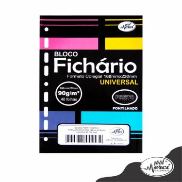 Bloco Refil Para Fichario Colegial 40fls 90g Preto Pontilhado Merci