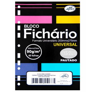 REFIL PARA FICHARIO UNIVERSITARIO 40FLS CINZA PAUTADO 90G MERCI
