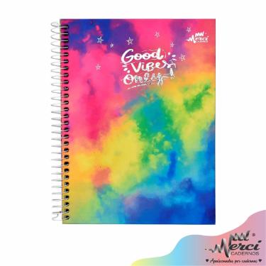 CADERNO ESPIRAL COLEGIAL GOOD VIBES 80 FOLHAS 90G MERCI