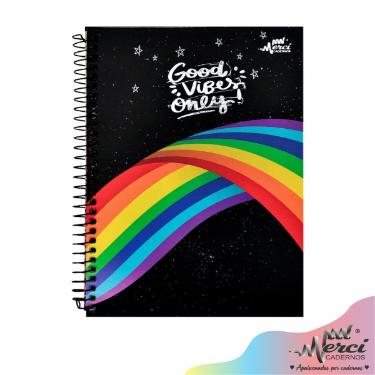 CADERNO ESPIRAL COLEGIAL GOOD VIBES 80 FOLHAS 90G MERCI