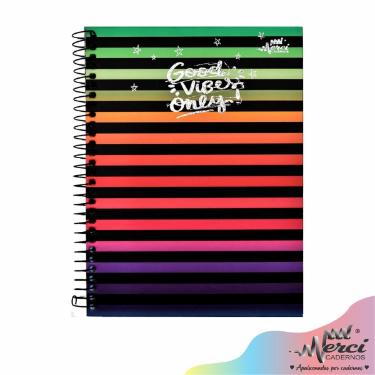 CADERNO ESPIRAL COLEGIAL GOOD VIBES 80 FOLHAS 90G MERCI