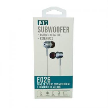 FONE DE OUVIDO COM MICROFONE E CONTROLE DE VOLUME E026 - FAM