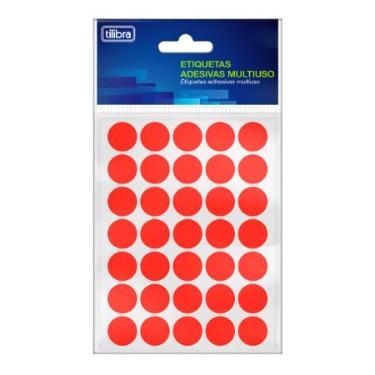 ETIQUETA ADESIVA 19MM VERMELHO FLUOR 6 FOLHAS 210 UNIDADES TILIBRA